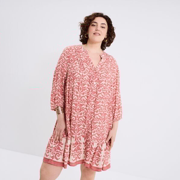 robe chemise a volants manches 34 ecru femmegt Robe chemise à volants manches 3/4 ecru femme grande taille