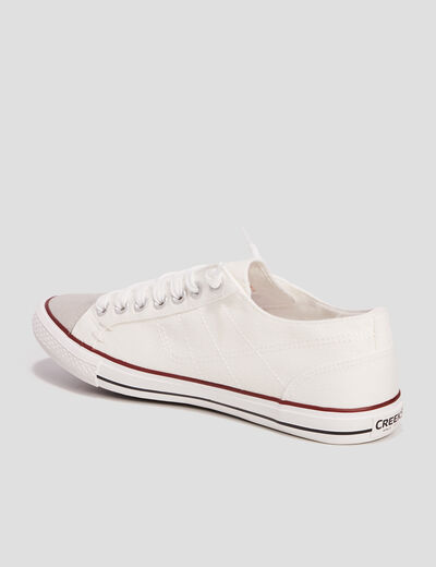 Tennis basses en toile à lacets blanc homme