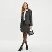 Veste blazer coupe droite courte gris argent femme