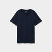 T-shirt manches courtes col tunisien bleu marine homme