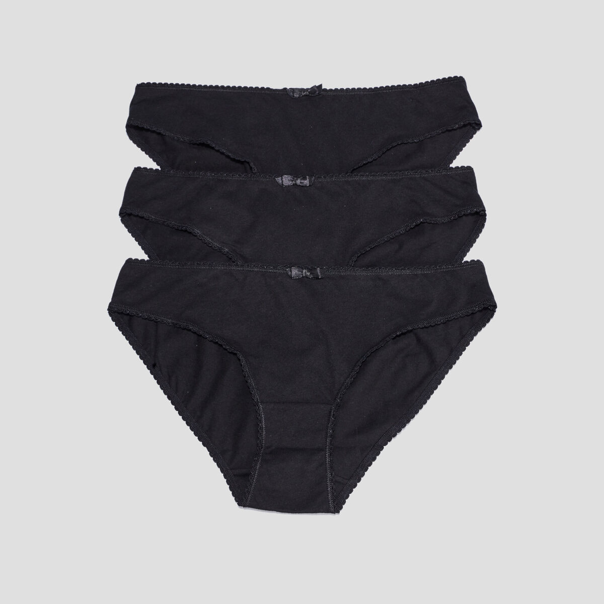 Lot de 3 culottes en coton noir femme