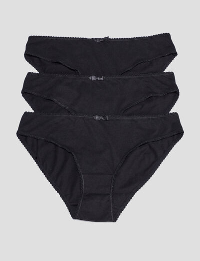 Lot de 3 culottes en coton noir femme