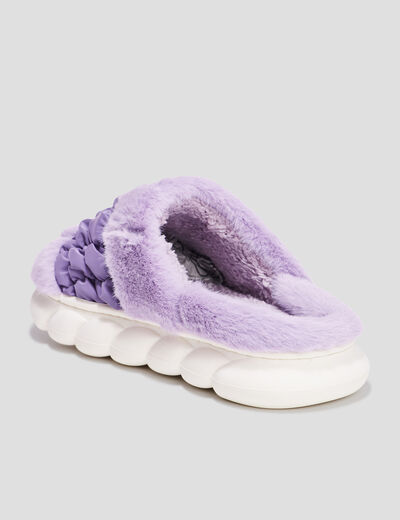 Chaussons mules fausse fourrure Liberto mauve femme