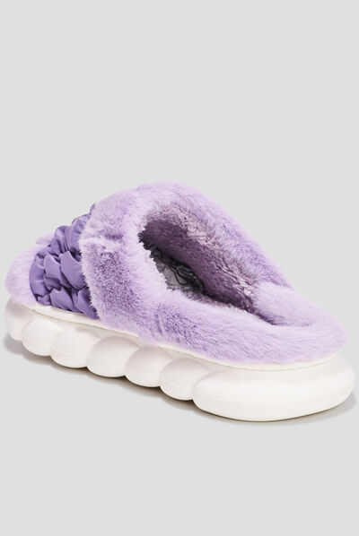Chaussons mules fausse fourrure Liberto mauve femme