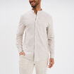 Chemise col mao manches longues coton beige homme