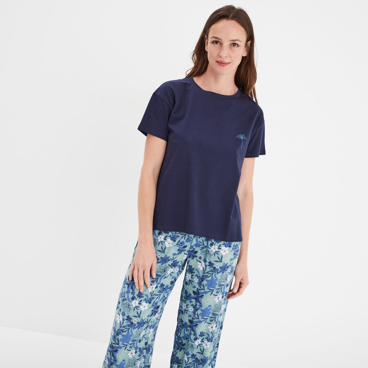 Ensemble pyjama manches courtes coton vert femme