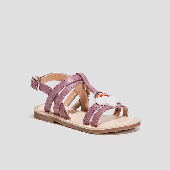 Sandales en cuir violet fille