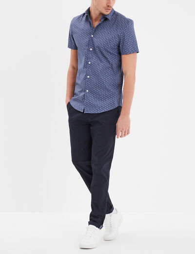 Pantalon chino slim stretch bleu marine homme