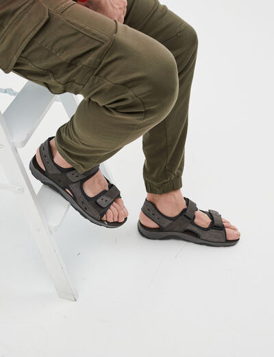Sandales à scratchs gris foncé homme