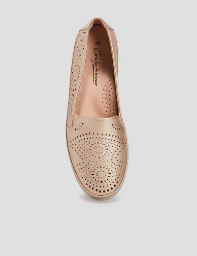 Mocassins perforées jaune or femme