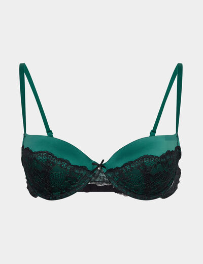 Soutien-gorge corbeille dentelle vert foncé femme