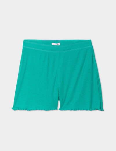 Bas de pyjama short vert foncé femme