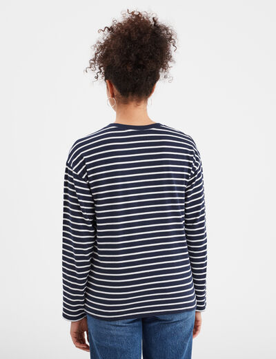 T-shirt manches longues Creeks bleu marine femme
