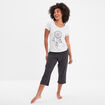 Ensemble pyjama corsaire t-shirt coton gris clair femme