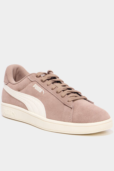 Baskets cuir su&eacute;dine Puma Smash V3 marron clair homme