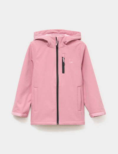 Blouson fourr&eacute; d&eacute;perlant &agrave; capuche vieux rose fille