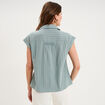 Blouse manches courtes bleu gris femme