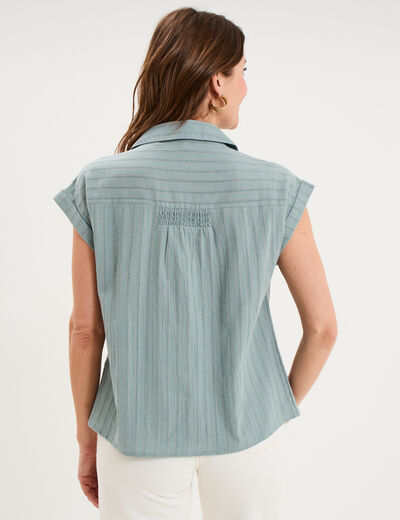 Blouse manches courtes bleu gris femme