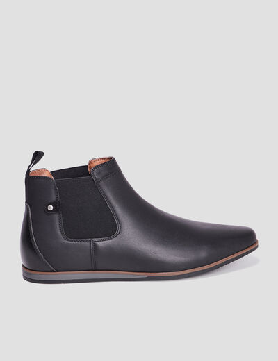 Boots chelsea plates noir homme