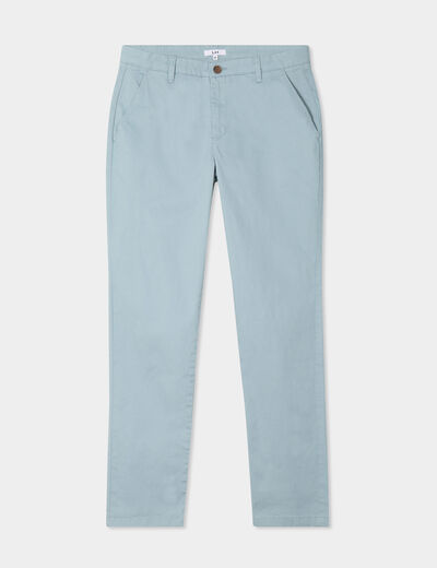 Pantalon chino droit stretch retroussé gris homme