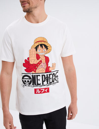 T-shirt manches courtes One Piece Luffy ivoire homme