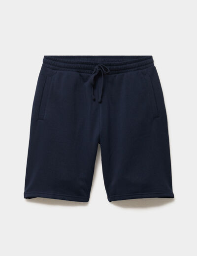 Short jogging molleton droit bleu marine homme
