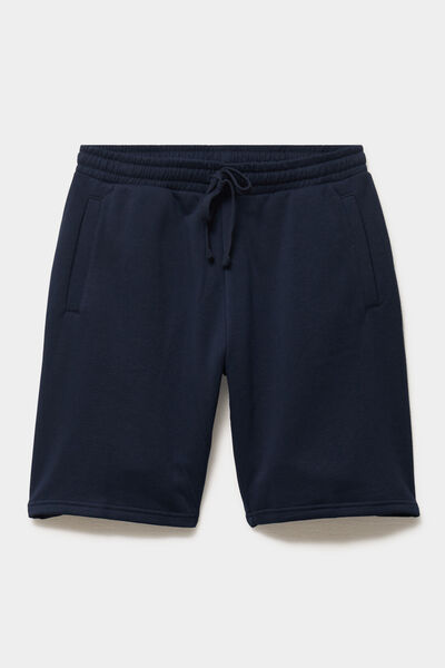 Short jogging molleton droit bleu marine homme