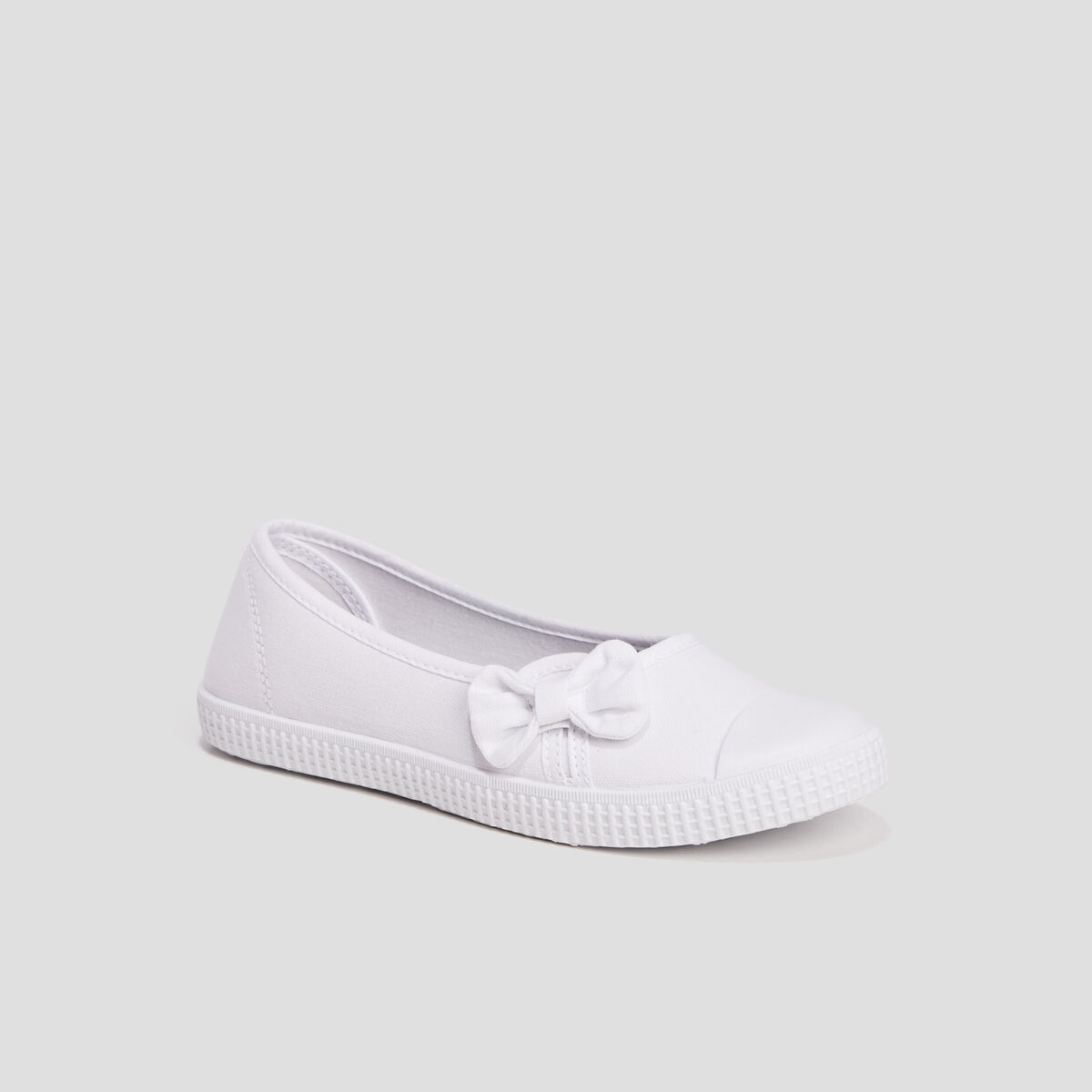 Ballerines en toile avec noeuds blanc femme