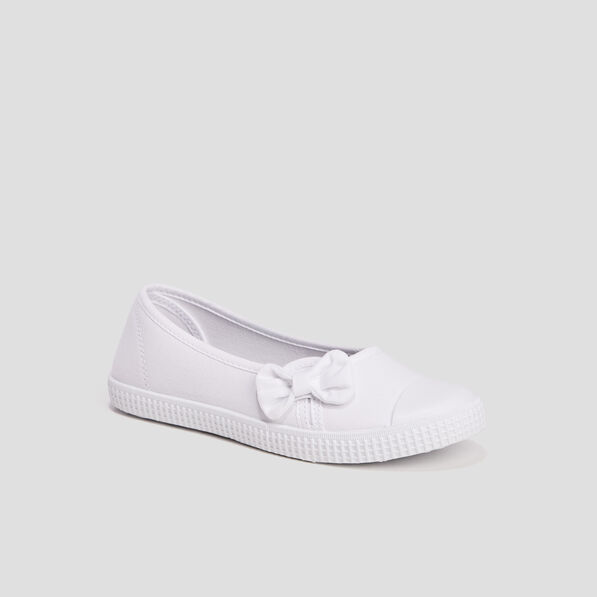 Ballerines en toile avec noeuds blanc femme