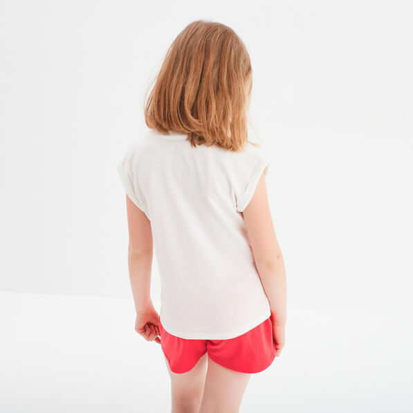 T-shirt avec col rond manches courtes ivoire fille