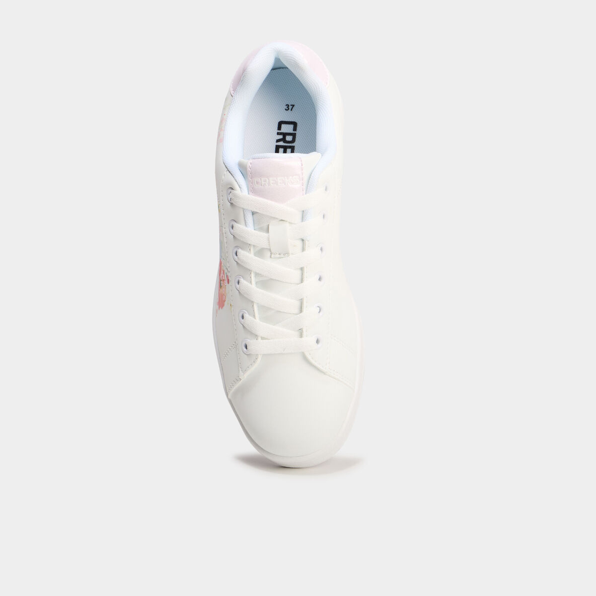 Tennis basses à lacets et sequins blanc fille
