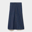 Jupe longue en jean boutonn&eacute;e coton denim brut femme