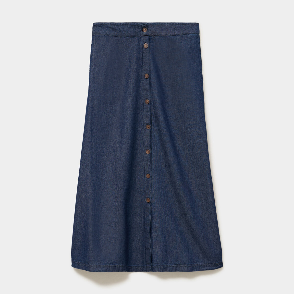 Jupe longue en jean boutonn&eacute;e coton denim brut femme