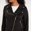 Blouson zipp&eacute; effet su&eacute;dine style biker noir femme grande taille