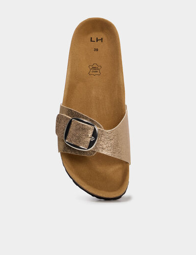Mules avec boucles jaune or femme