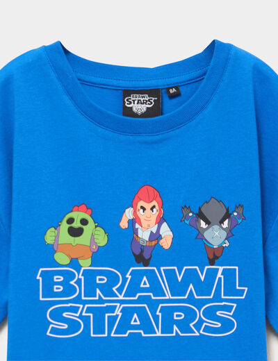T-shirt col rond coton Brawl Stars bleu gar&ccedil;on