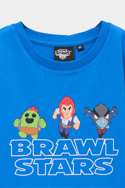 T-shirt col rond coton Brawl Stars bleu gar&ccedil;on