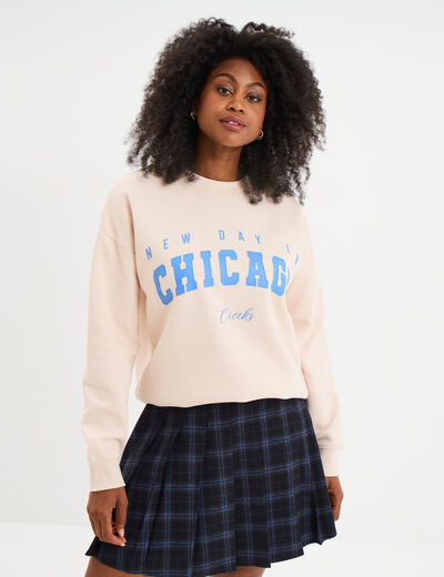 Sweat oversize manches longues sable femme