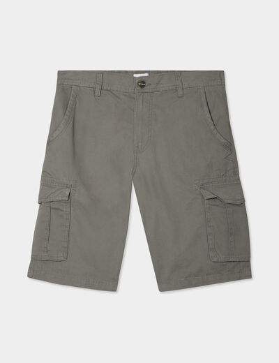 Bermuda short cargo poches &agrave; rabat coton gris homme