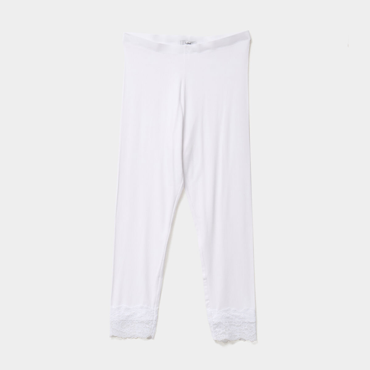 Legging 7/8&egrave;me avec dentelle blanc femme