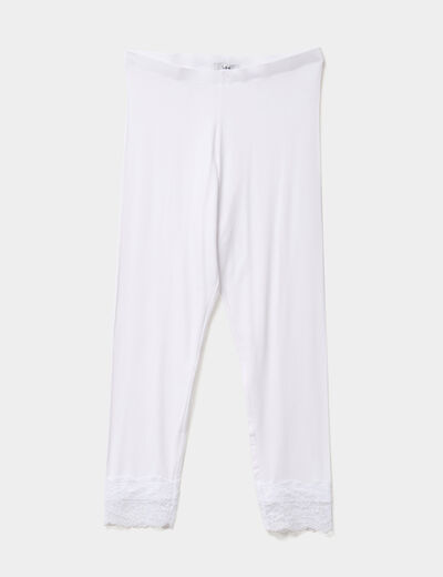 Legging 7/8ème avec dentelle blanc femme
