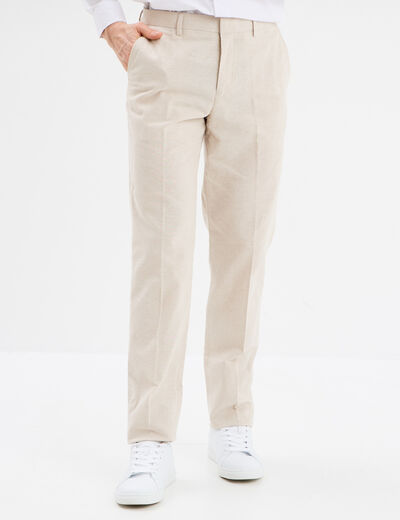 Pantalon de costume chino lin mélangé gris clair homme