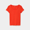 T-shirt coton col rond manches courtes orange femme