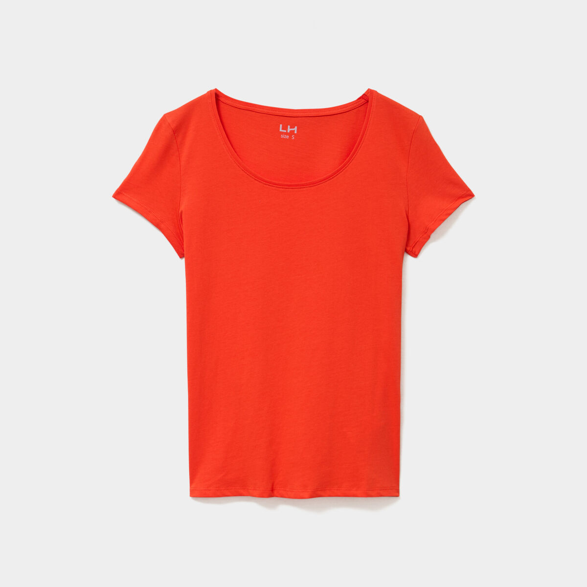 T-shirt coton col rond manches courtes orange femme