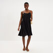 Robe fluide &agrave; volants fines bretelles noir femme