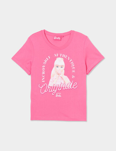 T-shirt manches courtes coton Barbie rose fushia fille