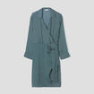 Robe col cache-coeur avec noeud bleu marine femme