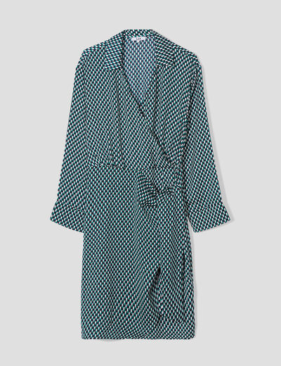 Robe col cache-coeur avec noeud bleu marine femme