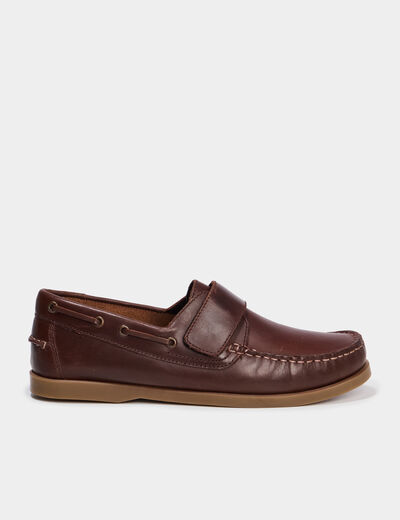 Chaussures bateau en cuir marron clair homme