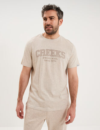 T-shirt manches courtes coton beige homme